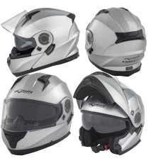Casco Modulare Apribile Moto Touring Sport Visiera Parasole Silver