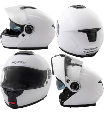 Casco Modulare Apribile Sport Visiera Moto Touring Parasole Bianco