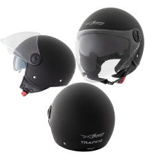 Casco Jet Scooter Moto ECE 22-06 Doppia Visiera Parasole Nero A-PRO