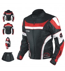 Giacca Moto Manica Staccabile Tessuto Protezioni CE Sfoderabile Gilet Rosso