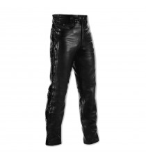 Jeans Pelle Pantaloni Moto Custom Chopper Nero Comfort A-Pro