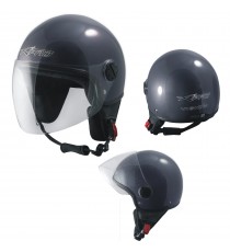 Casco Jet Demi Scooter Moto Omologato ECE 22  Visiera Antigraffio Grigio Scuro