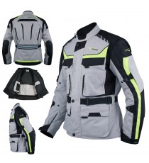 Giacca Impermeabile Moto Tessuto Protezioni CE Scooter Viaggio Grigio