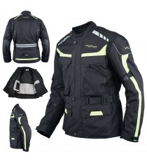 Giacca Impermeabile Moto Tessuto Protezioni CE Scooter Viaggio Fluo