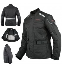 Giacca Impermeabile Moto Tessuto Protezioni CE Scooter Viaggio Nero