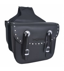 Borse Coppia Bisacce Rigide Borchie Cromate Custom Moto Nero Saddle bags