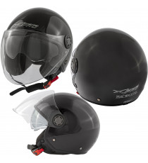 ZETA - Casco Moto Jet Aperto Visiera Lunga Parasole Nero Composit