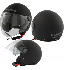 ZETA - Casco Moto Jet Aperto Visiera Lunga Parasole Nero Opaco Composit