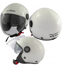 ZETA - Casco Moto Jet Aperto Visiera Lunga Parasole Bianco Composit