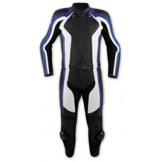 Tuta 2 Pezzi Pelle Moto Divisibile Giacca Pantaloni Protezioni CE Blu