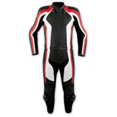 Tuta 2 Pezzi Pelle Moto Divisibile Giacca Pantaloni Protezioni CE Rosso