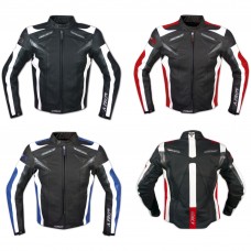 Moto Giacca Pelle Motociclismo Sport Gilet Estraibile Protezioni CE Traspirante