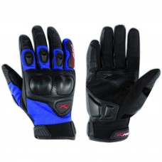 Guanto Moto Pelle Tessuto Protezione Nocche Corto Estivo Offroad Cross Blu