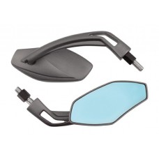 Coppia Specchietti Moto Specchio Retrovisore Naked Custom Metallo Argento DX+SX