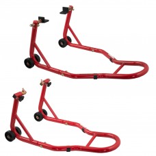 Front Rear Bike Paddock Work Stand Wheel Lift Garage Motorcycle Red