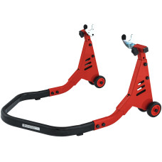 Cavalletto Alza Solleva Moto a Forca Regolabile Posteriore 4 Ruote Rosso