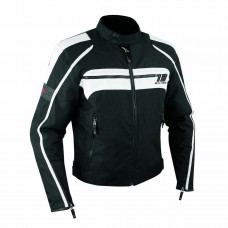 Giacca Moto Sport Custom Impermeabile Sfoderabile Tessuto Inserti Pelle Bianco
