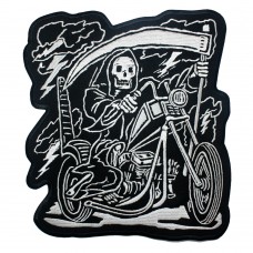 Patch-Toppa-Motorcycle-Scheletro-Nero-Bianco-Morte-Falce-Sonic-Moto-A-Pro