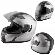 Casco Integrale Moto Scooter Touring Visiera Interna Parasole Viaggio Argento
