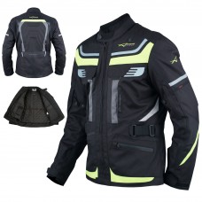 Giacca Moto Scooter Tessuto Protezioni CE Impermeabile Riflettente Fluo