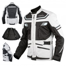 Giacca Moto Scooter Tessuto Protezioni CE Impermeabile Riflettente Grigio