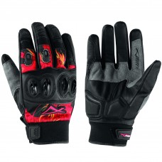 Guanto Pelle Tessuto Tecnico Traspirante Estivo Moto Motocross Rosso