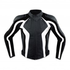 Giacca Racing Sport Pelle Moto Giubbino Protezioni Omologate Bianco