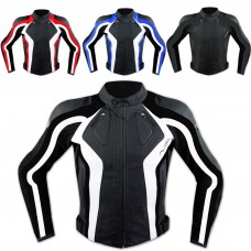 Giacca Racing Sport Pelle Moto Giubbino Protezioni Omologate