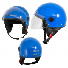 Casco Jet Demi Scooter Moto Omologato ECE 22  Visiera Antigraffio Blu