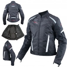 Moto Giacca Donna Sport Impermeabile Tessuto Riflettente Nero