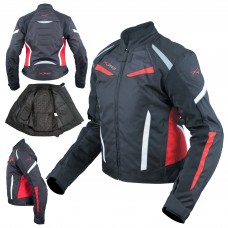 Moto Giacca Donna Sport Impermeabile Tessuto Riflettente Rosso
