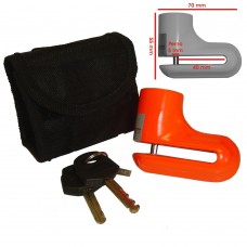 Lucchetto Blocca Disco Antifurto Moto Scooter Perno Acciaio con Chiave Arancione