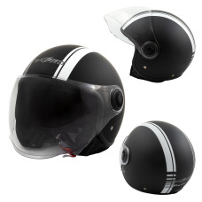 Jet Helmet Medley A-Pro Moto mat black white Sonicmotoshop Composit