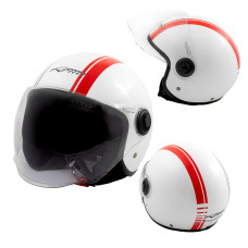 Jet Helmet Medley A-Pro Moto Whit Red Sonicmotoshop  A-pro Composit
