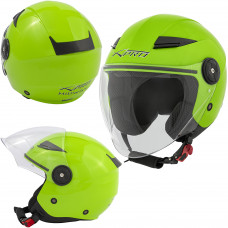 MIDWAYGREE - Casco jet in policarbonato Visiera Lunga Verde