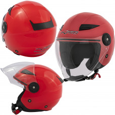MIDWAYRED - Casco jet in policarbonato Visiera Lunga Rosso