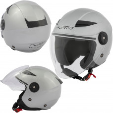 MIDWAYSILV - Casco jet in policarbonato Visiera Lunga Argento