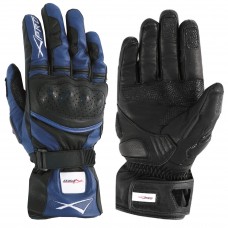 Guanto Sport Moto Pelle Corto Foderato Protezioni Imbottito Racing Sportivo Blu
