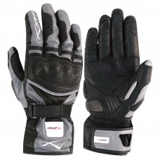 Guanto Sport Moto Pelle Corto Foderato Protezioni Imbottito Racing Sport Argento