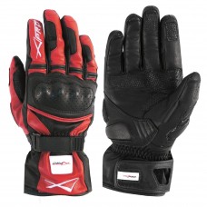 Guanto Sport Moto Pelle Corto Foderato Protezioni Imbottito Racing Sport Rosso