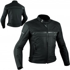 Sport Giacca Pelle Moto Custom Protezioni Omologate CE Rinforzo Schiena Nero