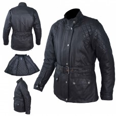 Giacca Donna Moto Fodera Termica Removibile Tessuto Protezioni Nero