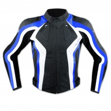 Giacca Donna Lady Moto Pelle Protezioni Omologate CE Rinforzo Schiena Blu