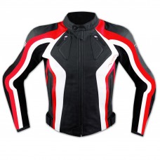Giacca Donna Lady Moto Pelle Protezioni Omologate CE Rinforzo Schiena Rosso