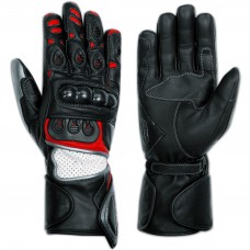 Guanto Pelle Moto Traspirante Pista Sportivo Prese Aria Estivo Racing Rosso