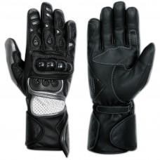 Guanto Pelle Moto Traspirante Pista Sportivo Prese Aria Estivo Racing Argento