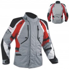 Giacca Offroad Enduro Moto Impermeabile Tessuto Protezioni CE Prese Aria Rosso