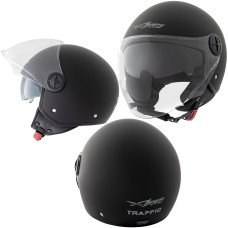 Casco Jet Scooter Moto ECE 22-06 Doppia Visiera Parasole Nero A-PRO