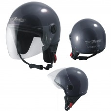 Casco Jet Demi Scooter Moto Omologato ECE 22  Visiera Antigraffio Grigio Scuro