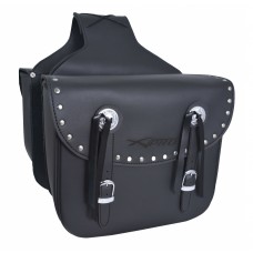 Borse Coppia Bisacce Rigide Borchie Cromate Custom Moto Nero Saddle bags